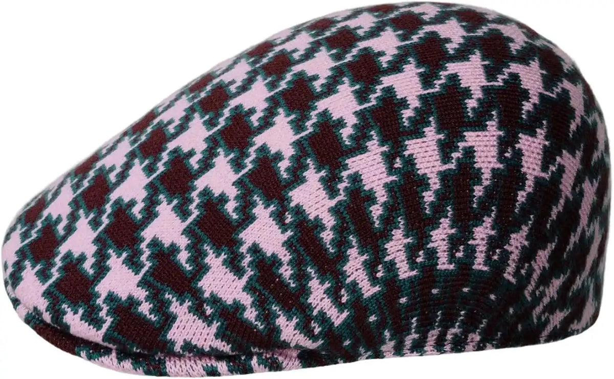 Kangol Houndstooth 507 Flat Cap Ballerina Pink
